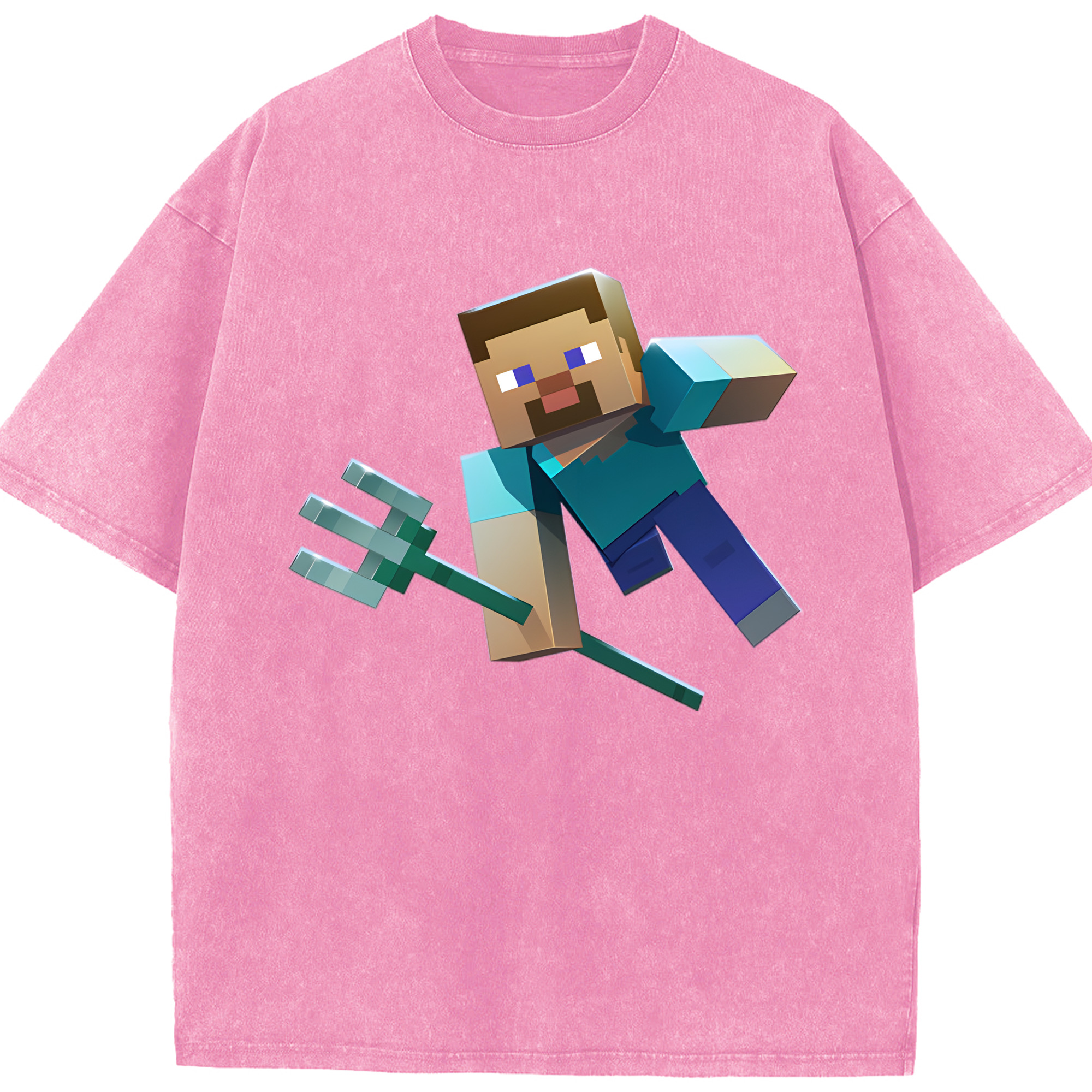 （画像用） マインクラフト ブロックの世界 Minecraft MC Block world 綿100% ヴィンテージ風 半袖Tシャツ（フロントプリント）